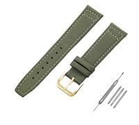 DFAMIN 20mm 21mm 22mm cinturino in tela di nylon per IWC PILOT Portogallo PORTOFINO cinturino per orologio in tessuto fibbia pieghevole cintura in pelle di vacchetta(Army Green-gold,22mm)