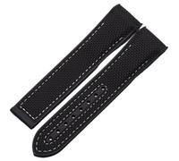 DFAMIN 20mm 22mm cinturini per orologi in gomma siliconica cinturino in nylon per cinturini Omega Seamaster 300m GMT Chrono 600m Planet Ocean 215 bracciali(Black White No Bukle,20mm)