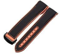 DFAMIN 20mm 22mm cinturini per orologi in gomma siliconica cinturino in nylon per cinturini Omega Seamaster 300m GMT Chrono 600m Planet Ocean 215 bracciali(Black Orange Black,22mm)