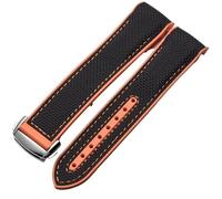 DFAMIN 20mm 22mm cinturini per orologi in gomma siliconica cinturino in nylon per cinturini Omega Seamaster 300m GMT Chrono 600m Planet Ocean 215 bracciali(Black Orange Silver,20mm)
