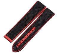 DFAMIN 20mm 22mm cinturini per orologi in gomma siliconica cinturino in nylon per cinturini Omega Seamaster 300m GMT Chrono 600m Planet Ocean 215 bracciali(Black Red No Buckle,20mm)