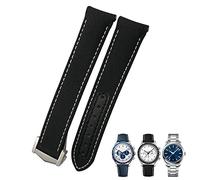 DFAMIN Cinturino con estremità curva in tela di nylon da 19 mm 20 mm 21 mm adatto per Omega Seamaster 300 AT150 Speedmaster(Black White,20mm Rose clasp)