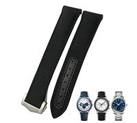 DFAMIN Cinturino con estremità curva in tela di nylon da 19 mm 20 mm 21 mm adatto per Omega Seamaster 300 AT150 Speedmaster(Black Black,19mm Black clasp)