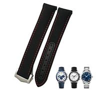 DFAMIN Cinturino con estremità curva in tela di nylon da 19 mm 20 mm 21 mm adatto per Omega Seamaster 300 AT150 Speedmaster(Black Red,19mm Rose clasp)