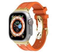 DFAMIN Cinturino in caucciù per cinturini Apple Watch Ultra 49mm Serie 8 7 Cinturino sportivo morbido da 45mm per iWatch 6 5 4 SE Bracciale in silicone 44mm 42mm(Orange gold,42/44/45mm)