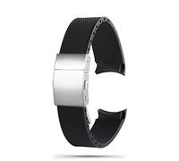 DFAMIN Cinturino in gomma in silicone cinghia impermeabile 2 1 mm Per Longines L3.742/644 Cingcio Conquest Hydroconquest L3 Black Accessori(Black silver buckle)