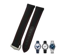 DFAMIN Cinturino per orologio con estremità curva in tela di nylon ad alta densità da 19 mm 20 mm 21 mm adatto per cinturino per orologio Omega Seamaster 300 AT150 Speedmaster Longines(Black Red,20mm