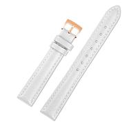 DFAMIN Cowhide Ladies Watch Band 10mm 12mm 14mm 16mm 18mm Universal Genuine Leather Watchbands(White rose gold,12mm)
