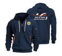 DFARYUP Felpa da Uomo con Cappuccio Is.le of M.a.n T.T, sweat a Maniche Lunghe, per Unisex Adulti, Zipper(Navy,S)