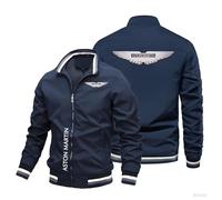 DFARYUP Giacca da Uomo Foderata A.s.t.o.n M.a.r.ti.n, Jackets da Moto Colletto Alla Coreana, AntiVen.to Top adatti per il Autunno Inverno, antipioggia(NavyBlue,XXL)