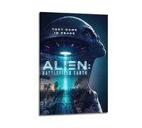 DFBDJASD Poster decorativo da parete su tela, motivo: Alien Earth Battlefield, poster decorativo da parete con stampa moderna per camera da letto, 20 x 30 cm