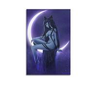 DFBDJASD Poster decorativo da parete su tela, motivo: Lady Moon Under The Stars, poster decorativo moderno per camera da letto, per camera da letto, 60 x 90 cm