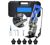 Dfdieratve Perforatore Elettrico Idraulico 1500W Perforatore di Fori Metallici con Spazzola in Carbonio, 5 Matrici per Ferro, Rame, Alluminio, Piastra angolare in Acciaio,Canale Steel