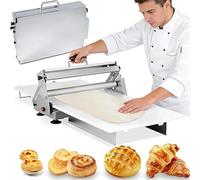 Dfdieratve Rullo per Pasta in Acciaio Inossidabile, Sfogliatrice Manuale Pieghevole, Spessore Regolabile 0.2-25mm, Commerciale e Domestico, per Pasticceria, Pizza e Croissant 400-Type