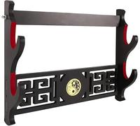 Dfdvye Supporto per spada Katana, supporto da parete a 2 livelli con icona Tai Chi in velluto imbottito per Katana, Samurai, spada, bacchetta, spada, wakizashi, espositore per spade