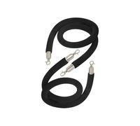 dfEDRd Barriera con Corda per Code, Argento Stanchion Rope Queue Barrier 2-13FT Corda di Controllo della Folla in Velluto Intrecciato con Fermagli Dorati Intrecciati(Black Silver,6ft/185cm)