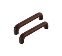 dfEDRd Pomelli e maniglie in legno per cassetti, Confezione da 2 pomelli for mobile in legno di faggio e noce nera(B,Hole distance 128mm)