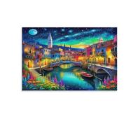 DFENILROP Canale di Venezia Fantastico Quadro Da Parete, Edifici Colorati Poster Opera D'arte | Stampa Tela Murale, Classiche Pitture Decor Casa Per Soggiorno Corridoio Regalo 24x36inch(60x90cm)