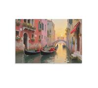 DFENILROP Città d'acqua Venezia Quadro Da Parete, Paesaggio Poster Opera D'arte | Stampa Su Tela Murale, Premium Pitture Decor Per La Casa Per Camera Da Letto Corridoio, Regalo 20x30inch(50x75cm)