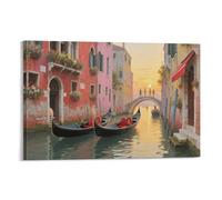 DFENILROP Città d'acqua Venezia Quadro Da Parete, Paesaggio Poster Opera D'arte | Stampa Su Tela Murale, Premium Pitture Decor Per La Casa Per Sala Corridoio, Regalo 20x30inch(50x75cm)