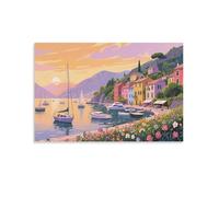 DFENILROP Costa Mediterranea Quadro Da Parete, Colori Pastello Poster Opera D'arte | Stampa Tela Murale, Belle Pitture Decor Casa Per Soggiorno Corridoio Regalo 08x12inch(20x30cm)
