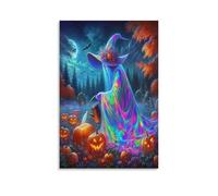 DFENILROP Fantasia di Halloween Quadro Da Parete, Strega Cromatica Poster Opera D'arte | Stampa Tela Murale, Minimaliste Pitture Decor Casa Per Soggiorno Camera Regalo 24x36inch(60x90cm)