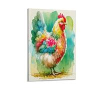 DFENILROP Gallina Acquarello Quadro Da Parete, Animale Poster Opera D'arte | Stampa Tela Murale, Classiche Pitture Decor Casa Per Camera Corridoio Regalo 08x12inch(20x30cm)