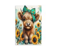 DFENILROP Mucca Highland Quadro Da Parete, Animale Carino Poster Opera D'arte | Stampa Tela Murale, Belle Pitture Decor Casa Per Soggiorno Camera Regalo 08x12inch(20x30cm)