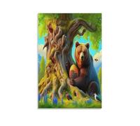 DFENILROP Orso e Favola Quadro Da Parete, Naturalismo Rustico Poster Opera D'arte | Stampa Tela Murale, Classiche Pitture Decor Casa Per Soggiorno Camera Regalo 16x24inch(40x60cm)