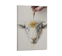 DFENILROP Quadro Murale, Animali Stampa D’Arte, Agnello Con Miele Che Cola, Arte Surreale Per Decorazioni, Tela Premium, Regalo 08x12inch(20x30cm)
