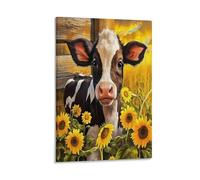 DFENILROP Vitello Bianco e Nero Quadro Da Parete, Tramonto Caldo Poster Opera D'arte | Stampa Tela Murale, Belle Pitture Decor Casa Per Soggiorno Camera Regalo 08x12inch(20x30cm)