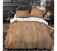 DFENILROP Woodgrain Texture Copripiumino 3Pz stampa di 3D microfibra trasp con cerniera Natural Rustic Finish Set Copripiumino con fed per cuscini ultra morb per adolescenti Double（200x200cm）