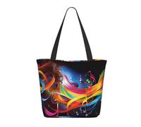 DFEPFKGOKL Elegante borsa da donna colorata per musica, borsa da spiaggia casual con cerniera, borsa per la spesa riutilizzabile e borse a tracolla, grande capacità, Grafica 3D, Taglia unica