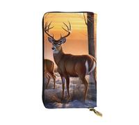 DFEPFKGOKL Elegante portafoglio lungo in pelle con immagine di cervi con cerniera, portamonete, pochette per carte di credito, portafoglio per telefono per donne e uomini, stile casual, grande