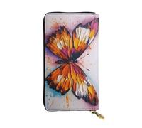 DFEPFKGOKL Elegante portafoglio lungo in pelle con ricamo colorato farfalla con cerniera - portamonete, pochette per carte di credito, portafoglio per telefono per donne e uomini, casual da viaggio