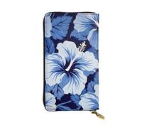 DFEPFKGOKL Elegante portafoglio lungo in pelle di ibisco blu con cerniera - portamonete, pochette per carte di credito, portafoglio per telefono per donne e uomini, viaggi casual grande capacità,
