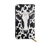 DFEPFKGOKL Elegante portafoglio lungo in pelle di mucca nera e bianca con cerniera, portamonete, pochette, portafoglio per telefono per carte di credito, portafoglio per donne e uomini, viaggi casual,