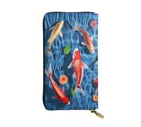 DFEPFKGOKL Elegante portafoglio lungo in pelle giapponese con carpa rossa con cerniera, portamonete, pochette per carte di credito, portafoglio per telefono per donne e uomini, stile casual, grande