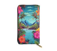 DFEPFKGOKL Elegante portafoglio lungo in pelle Hello Hawaii con cerniera - portamonete, pochette per carte di credito, portafoglio per telefono per donne e uomini, viaggi casual di grande capacità,