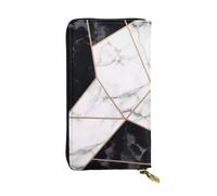 DFEPFKGOKL Elegante portafoglio lungo in pelle nera e bianca con texture marmorizzata con cerniera - portamonete, pochette per carte di credito, portafoglio per telefono per donne e uomini, viaggi