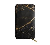 DFEPFKGOKL Elegante portafoglio lungo in pelle nera e oro con cerniera - portamonete, pochette per carte di credito, portafoglio per telefono per donne e uomini, viaggi casual di grande capacità