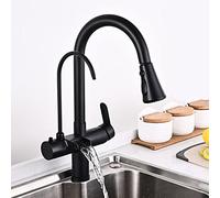 DFEPPJHG Rubinetto da Cucina Nero, Rubinetto Acqua Potabile, Rubinetto da Cucina a 4 Vie con spruzzatore Estraibile, rubinetti purificatore Filtro Acqua, Rubinetto a Cascata, Miscelatore da Cucina, r