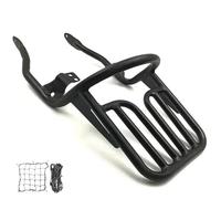DFFMQSJ Compatibile con Scrambler 900 SE 08-15 Bonneville T100 02-15 set portapacchi posteriore moto e rete di carico riflettente in 2 parti, stabile supporto nero per box superiore