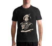 dfft34D Merle Haggard T Shirts Men's Tops Short Sleeved Round Neck Cotton Shirt Black XL