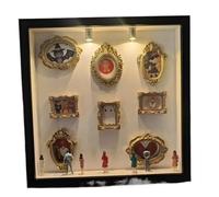DFGBAPKBL Cornice Shadow Box Fai da Te Cornice for Foto con Scatola Silhouette Mini museo Fai da Te Figurine Decorazioni for la casa Display di Memoria Creativa(Black,with Light)
