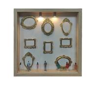 DFGBAPKBL Cornice Shadow Box Fai da Te Kit Cornice Ombra Fai da Te con Mini cornici Dorate, Silhouette, museo in Miniatura e Figurine(Beige)