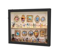 DFGBAPKBL Cornice Shadow Box Fai da Te Scatola da museo Fai-da-Te Figura a Doppio Strato Custodia Sagomata in Legno Miniatura di Noi Cornice for Foto Laurea(Black)