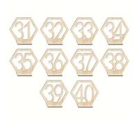 DFGBAPKBL Segnale di Numero del Tavolo 10PCS Wooden Table Number Plate 1-40 Hexagonal Hollow Seat Bar Cafe Wedding Event Party Supplies(31-40)