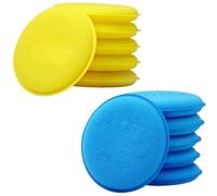 DFGHACC Spugna in Schiuma di Cera for Lucidatura for Auto da 10 Pezzi | Cuscinetti Applicatori Rotondi Ad Alta Densità Spugna For Pulizia Strumento For Il Lavaggio Dei Dettagli(Blue yellow 10pcs)