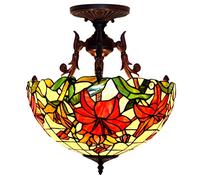 DFGHNBVC Lampadari in Stile Tiffany, Lampada da Soffitto in Vetro Colorato Fatto A Mano, Lampada A Sospensione Vintage in Metallo Dimmerabile per Cucina, L40 Cm X A45 Cm